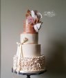 Four Tier Rose Gold Sequin, Blush Pink Roses and Ruffles Wedding Cake by White Rose Cake Design, Cake Maker in Holmfirth, Huddersfield West Yorkshire.jpg